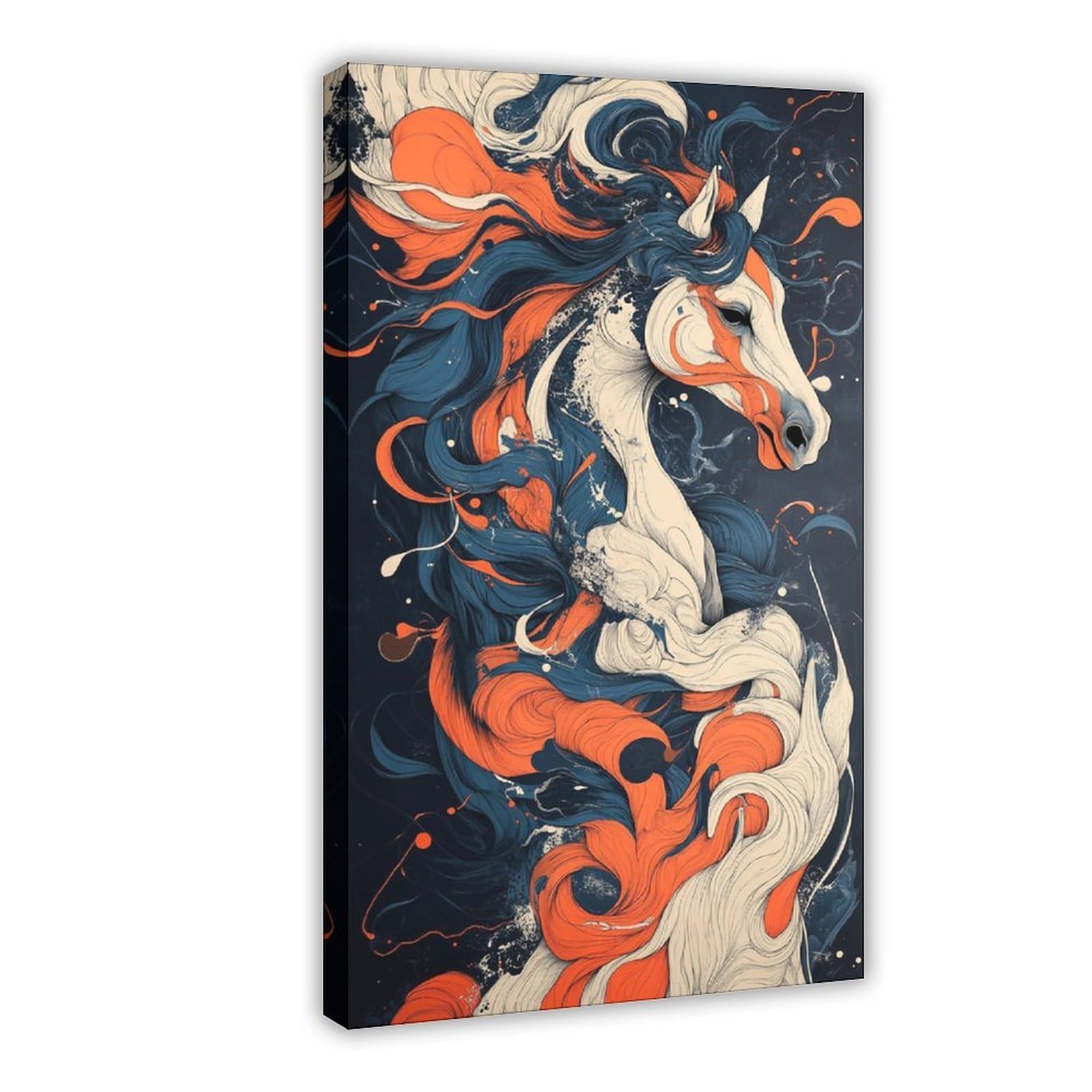 Bareronor Colorful Abstract Horse Canvas Poster Bedroom Decor Landscape Office Room Decor Gift 12" L X 18" W