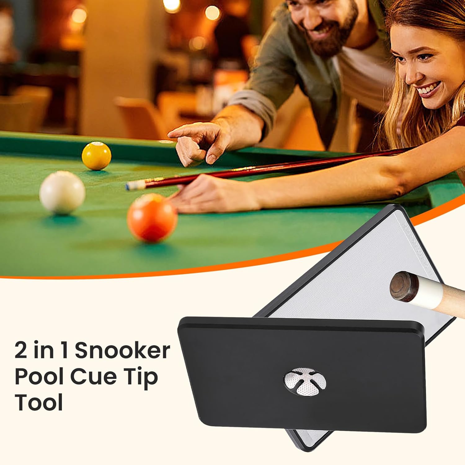 Changor Billiard Stick Tip Shaper, Snooker Pool Cue Tip Aluminum Made Steel Matte Pool Cue Tip Shaper Billiard Pool Cue Accessories Tool, 3.54 * 2.24 * 0.20 inch