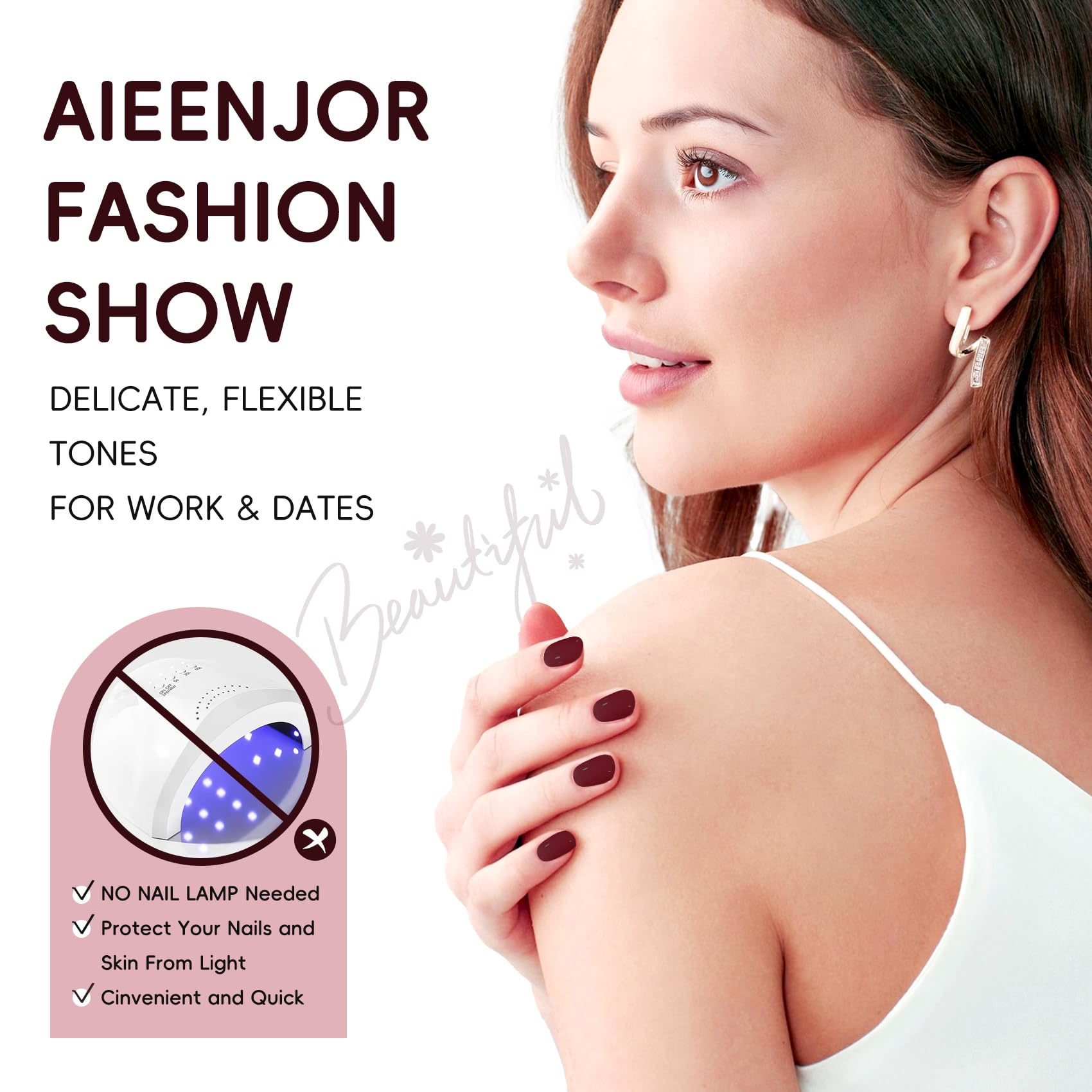 Aieenjor Smalti per Unghie Rosso Marrone, Smalto per Unghie ad Asciugatura Rapida, Smalto Unghie Lunga Durata 10ml, Nail Art per Salone Unghie