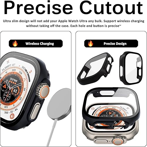 Miniatura 6 de Miimall Funda compatible con Apple Watch Ultra de 1.929in con protector de pantalla de vidrio templado, funda protectora de policarbonato ultrafina,