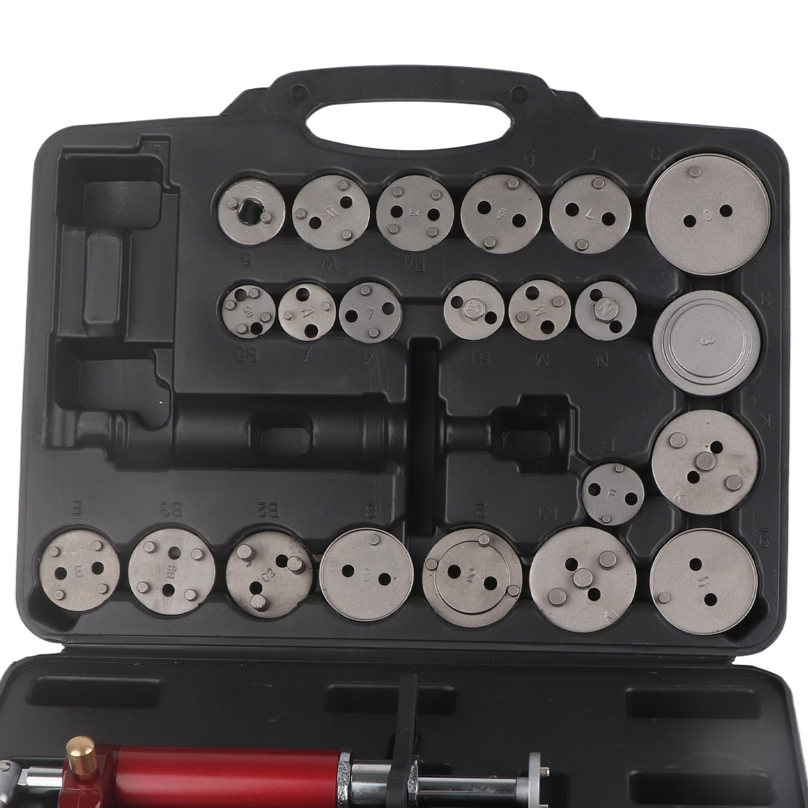 Kit de herramientas de retroceso de pistón de freno de 24 piezas, 45 acero 118 psi, herramienta de rebobinado de compresión de pistón de freno universal, pinza de freno neumática