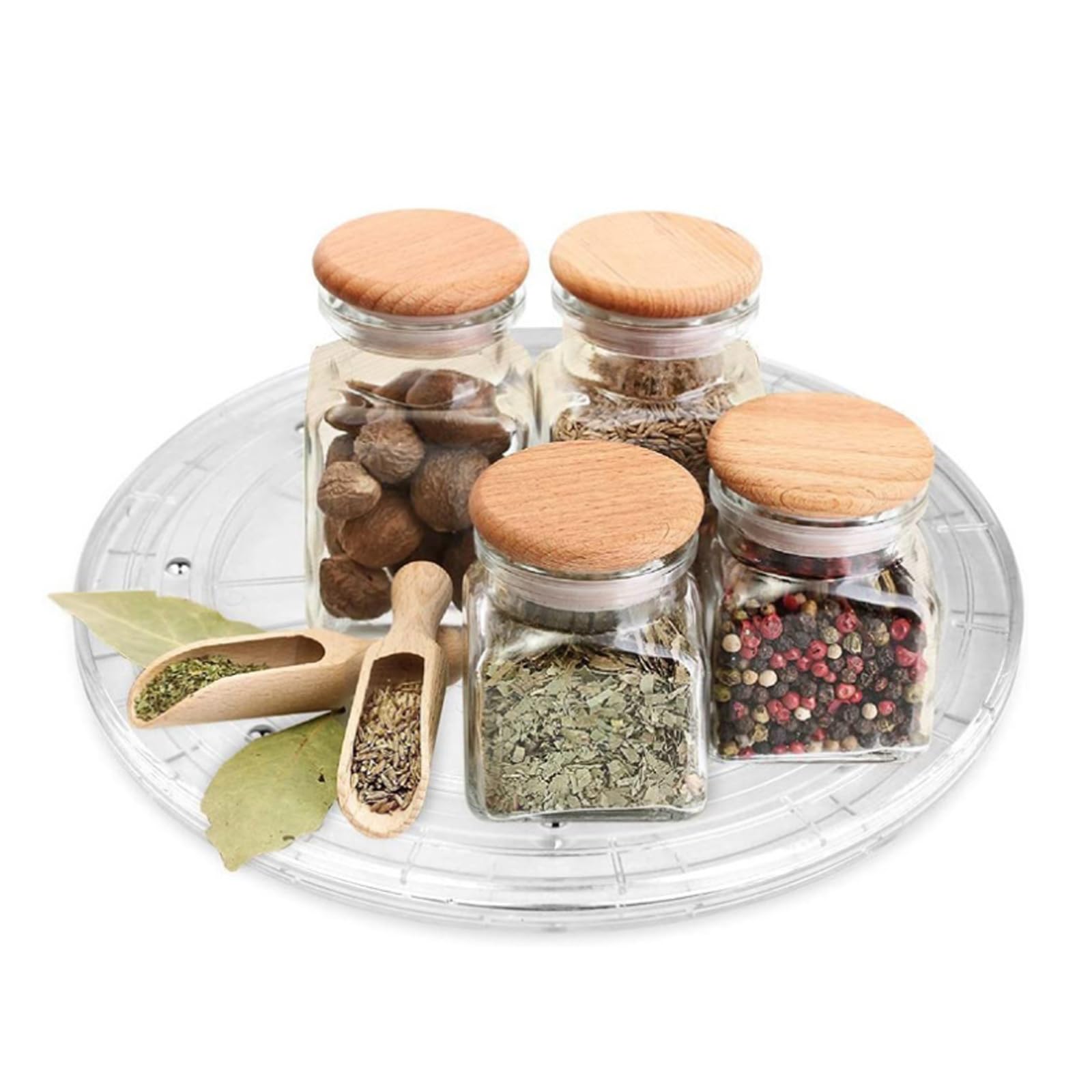 Organizador de plato giratorio Lazy Susan de 7 pulgadas, soporte giratorio de acrílico transparente con rodamientos de bolas de acero para especias, decoración de pasteles, TV, laptop, 5