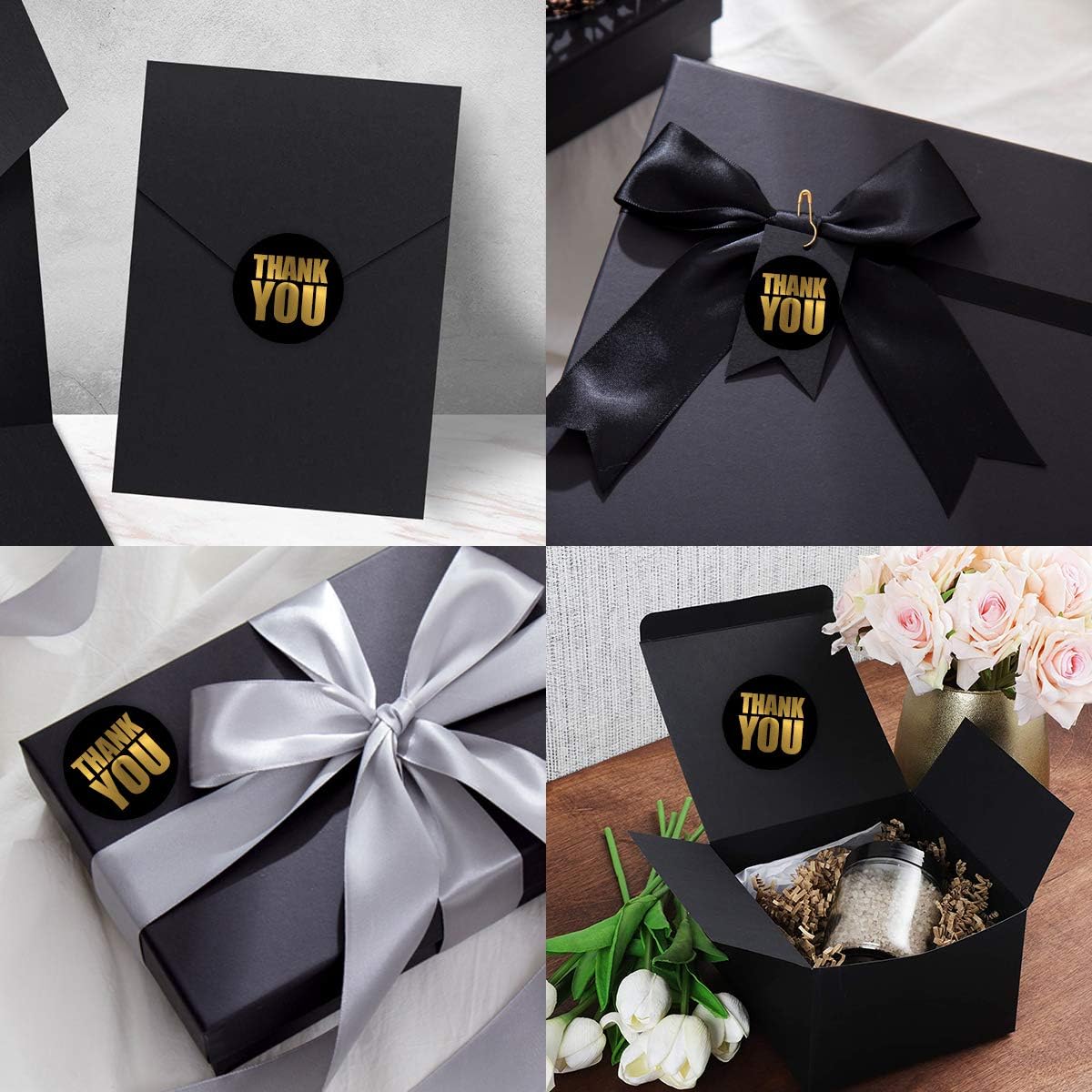 Large Black Thank You Stickers 2 inch - Gold Foil Personalized Sealing Circle Labels, Ideal for Gift Packaging & Small Business | 500 Labels Per Roll - Image 4
