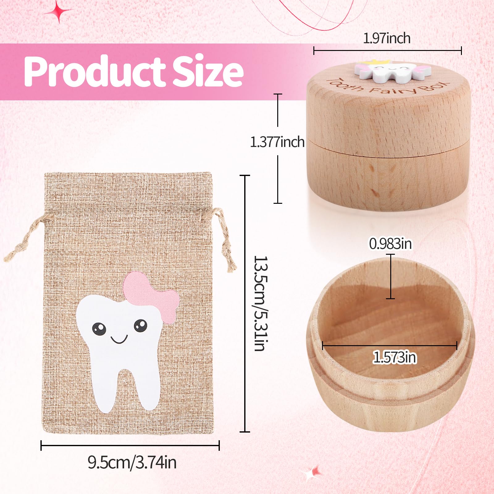 SIWOKJJO Tooth Fairy Box, Tooth Fairy Bag for Girls Girl Keepsake Organizer, Lost Teeth Holder Box, Tooth Storage Box - Image 2
