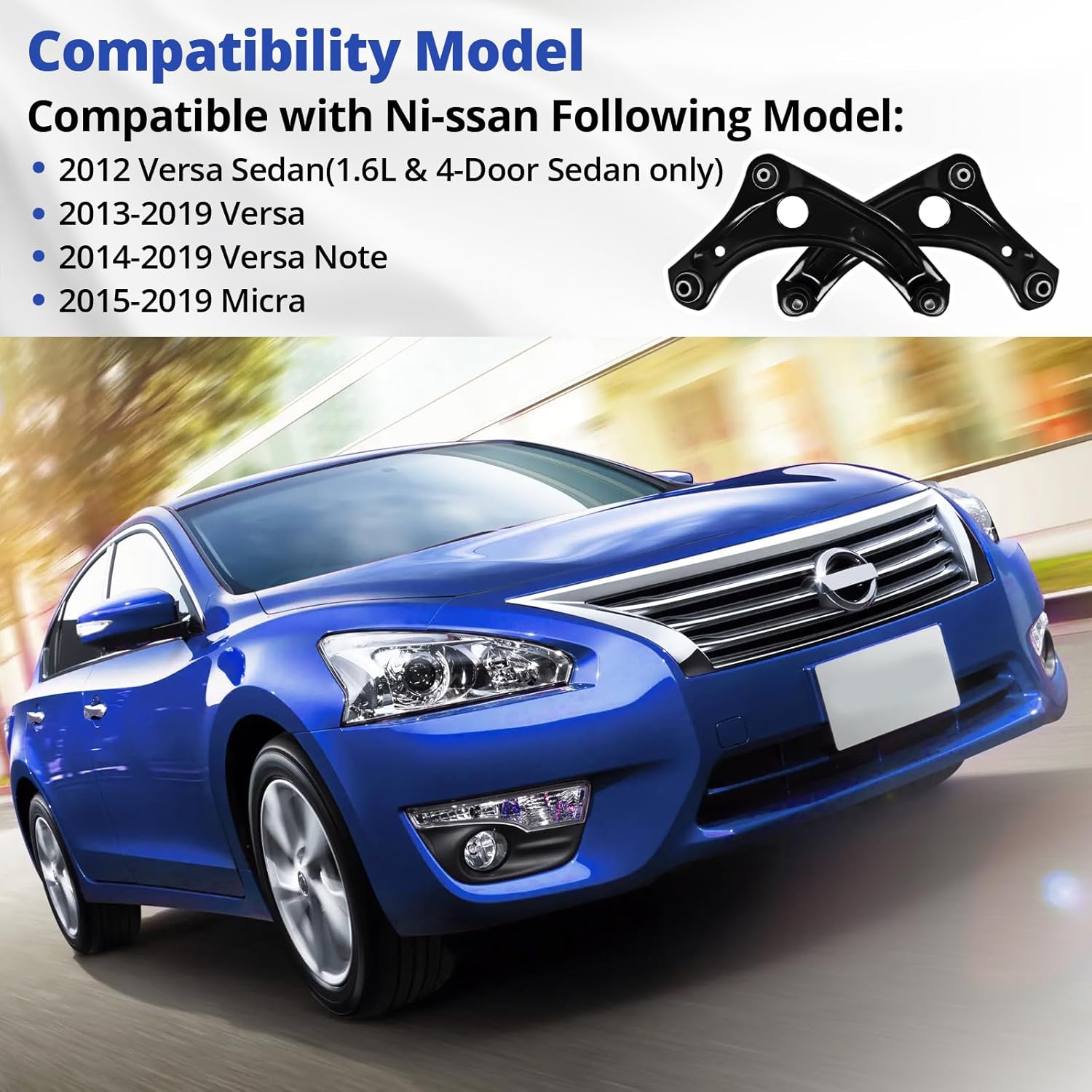 2PCS Front Lower Control Arm Fit for Nisan Versa 2013-2019, 2012 Versa Sedan(1.6L & 4-Door Sedan Only), Versa Note 2014-2019, Micra 2015-2019, with Ball Joint Replace for K621576 K621577