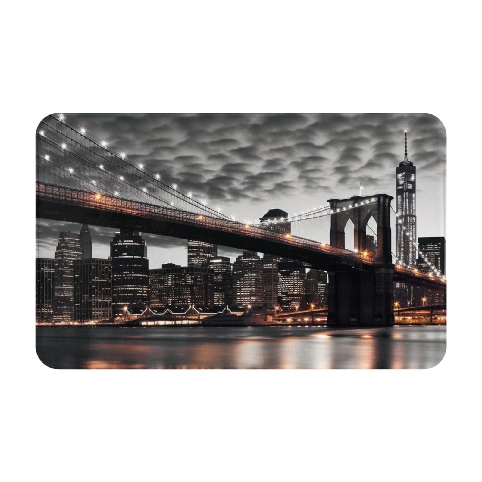 Front Door Mat All-Weather Heavy Duty Welcome Mats for Entryway Dirt Trapper Floor Mats Low Profile Doormat Brooklyn Bridge Entry Rug Absorbent