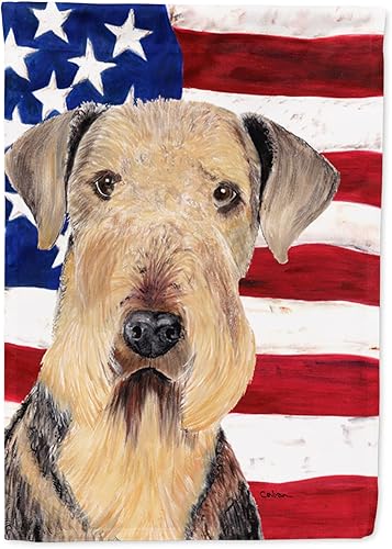 Miniatura 216 de Caroline's Treasures SS4017GF Bandera de Estados Unidos con Bulldog Inglés para jardín, bandera decorativa para patio exterior, patio, parterres,
