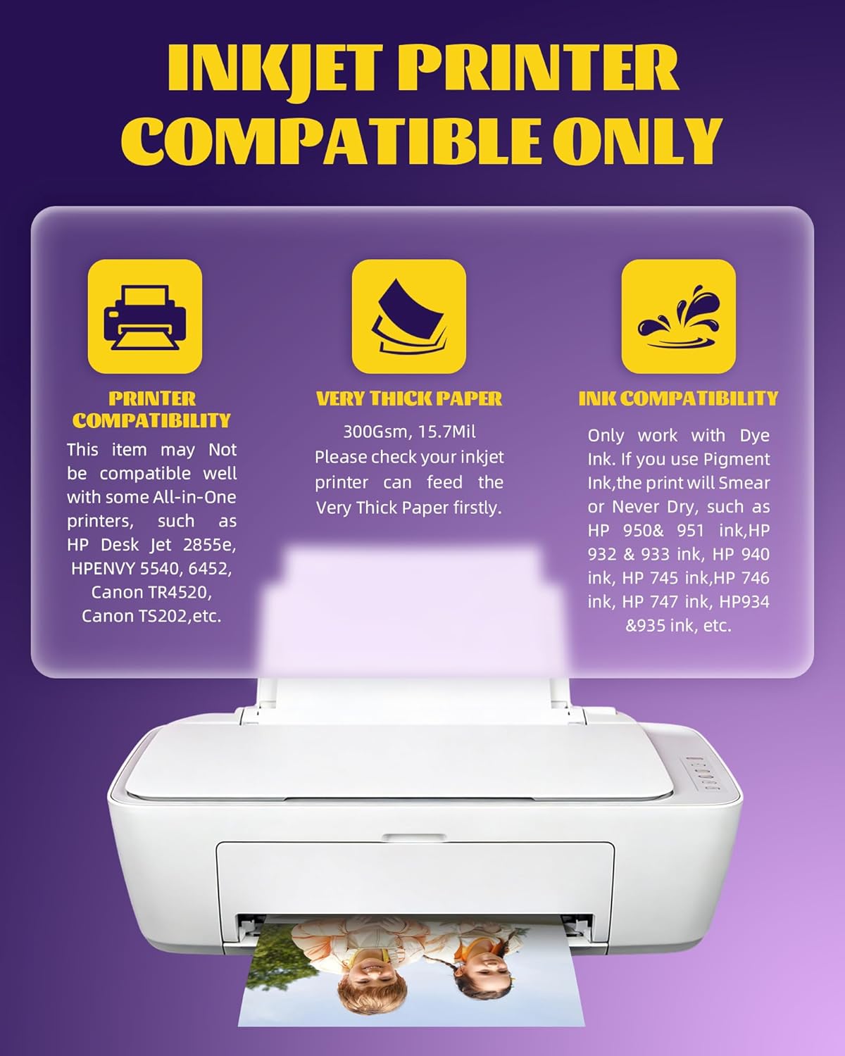 100 Sheets Double-Sided Thick Heavyweight Premium Glossy Photo Paper Cardstock 8.5x11 Inches 300Gsm 80lbs Only for Professional Inkjet Printer and Dye Ink for Brochure Paper, Flyers Paper