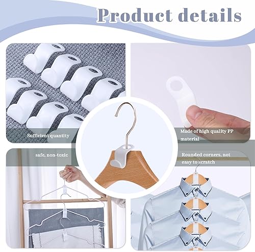 Miniatura 4 de MCPINKY 50 ganchos para colgar ropa, ganchos de conector de ropa, perchas en cascada para ahorrar espacio, organizador de armario, clips para