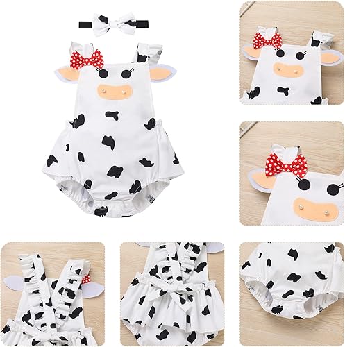 Miniatura 6 de IBTOM CASTLE Traje de primer cumpleaños para bebé, disfraz de vaca de conejo, vestido tutú con diadema para sesión de fotos, pastel