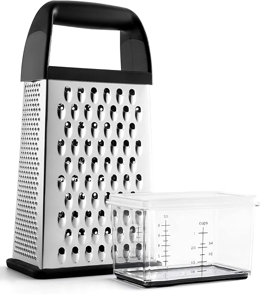 Urbanstrive Cheese Grater With Container, Professional Cheese Grater with Handle, Stainless Steel Graters for Kitchen Ha