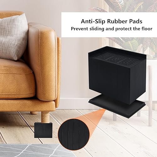 Miniatura 4 de ORLANG Elevadores de cama de 5 pulgadas resistentes, paquete de 4 elevadores de muebles con base antideslizante, elevadores de cama rectangulares de