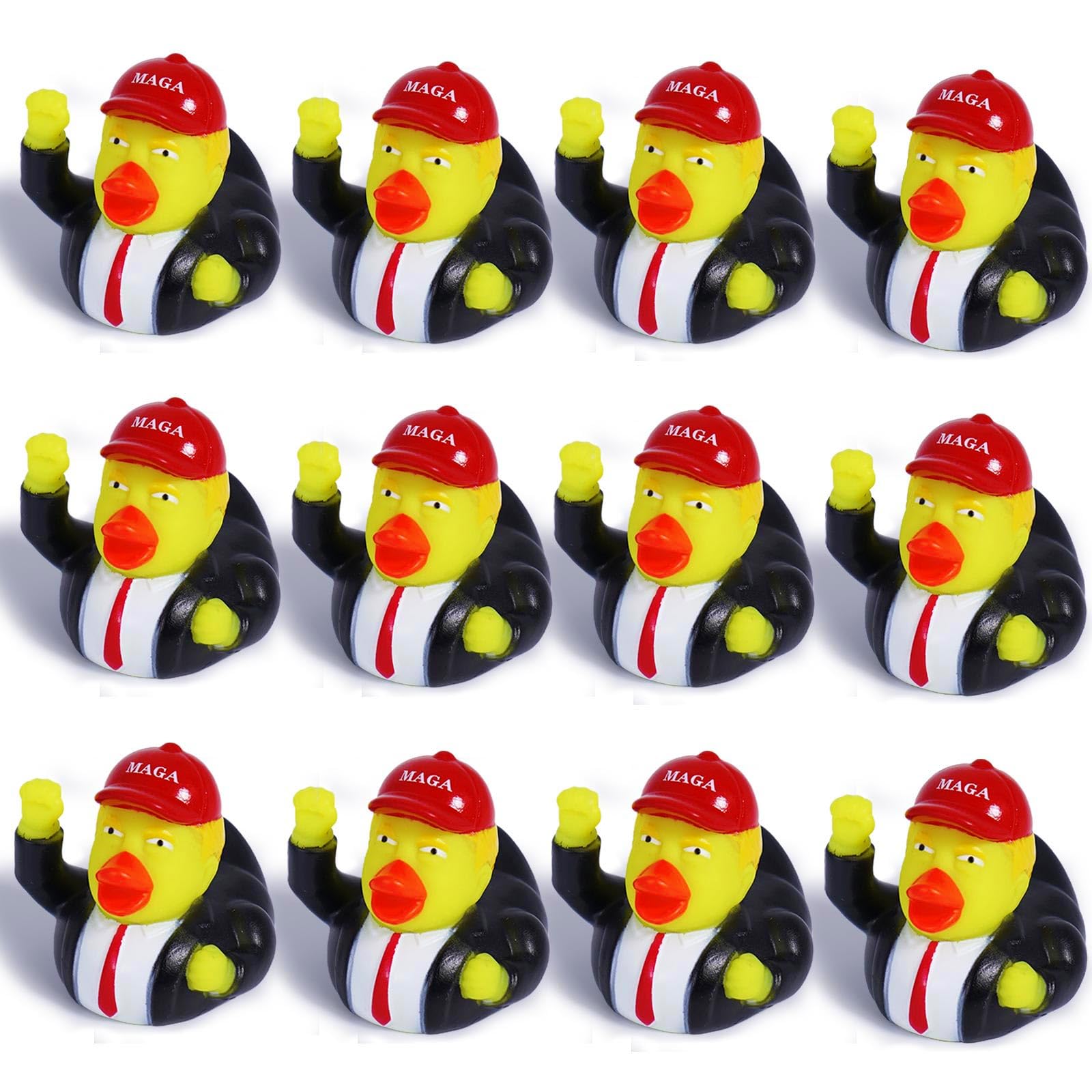 Mini Rubber Ducks Bulk, 12-Pack Small 2.3 Inch, Funny Duckies for Jeep Ducking, Election Gifts, Bath Toys for Kids & Adults, Car Dashboard Decorations