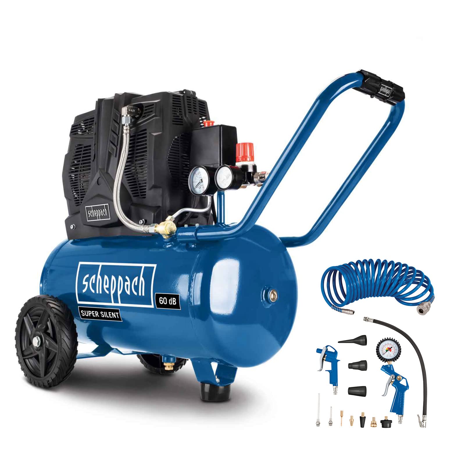Scheppach Compresseur Bicylindre Super Silencieux HC25Si | 1100W | Cuve 24L