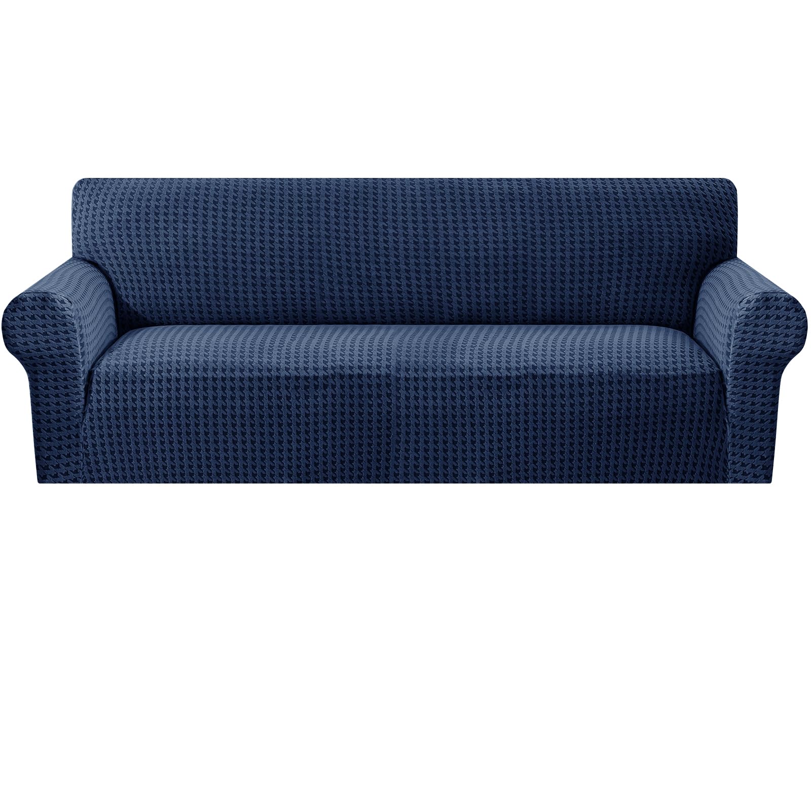 MAXIJIN Stretch 4 Seater Couch Cover Sofa Covers (91"-110" Extra Large Sofa Slipcovers with Non-Slip Foam & Elastic Strap, Dog Cat Pet Friendly Furniture Protector (Navy Blue, 4 Seater)