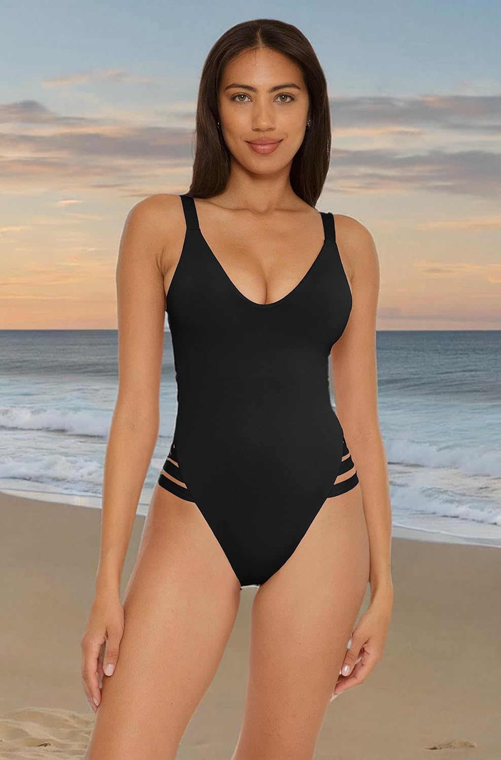 Becca Womens Becca by Rebecca Virtue Color Prism High Leg One Piece Swimsuit, Scoop Neck, Bathing Suits for Women - Image 4