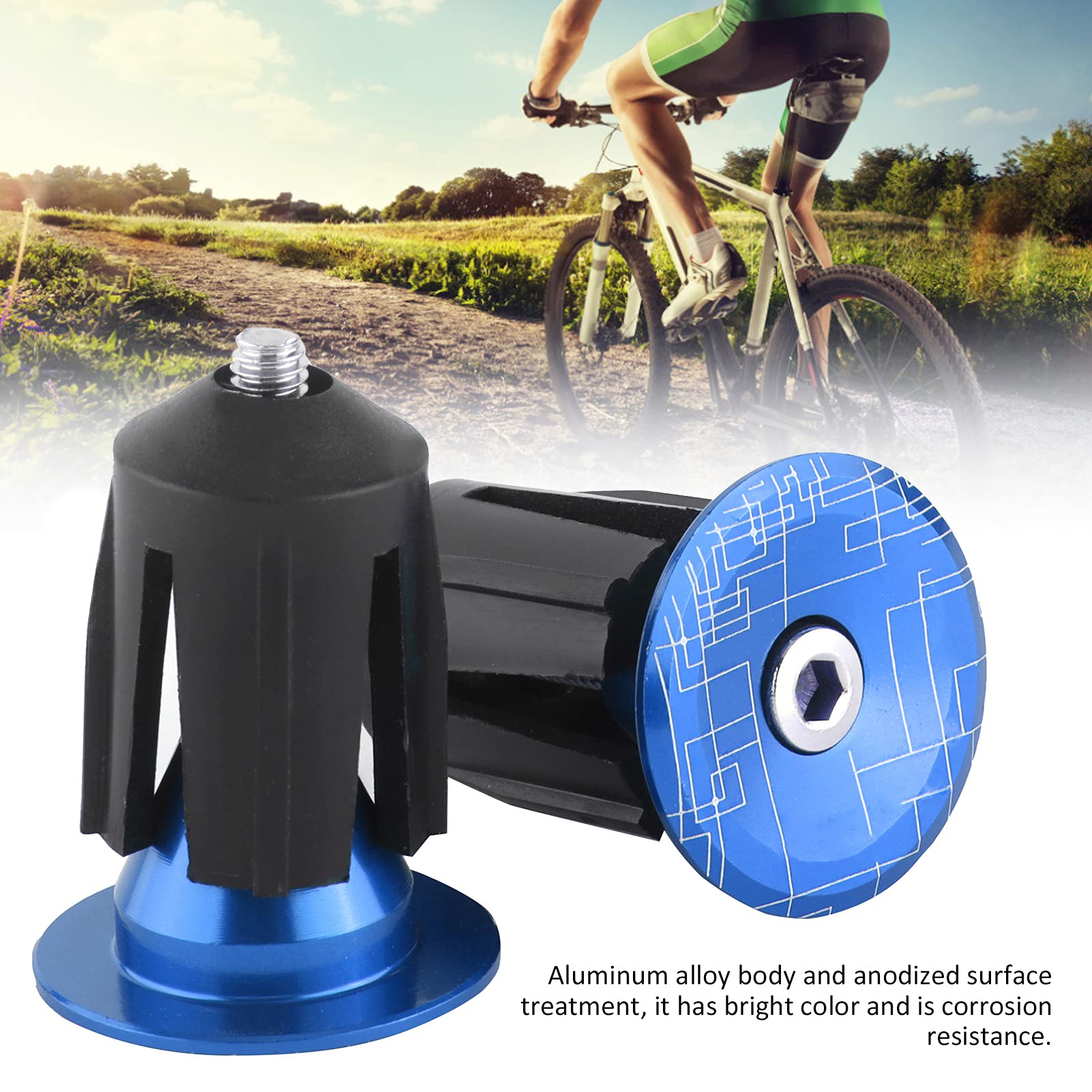 RiToEasysports Tappi per estremità Manubrio per Bicicletta, 2 Pezzi Tappi per Tappi Terminali per Manubrio Bici per Mountain Bike Bici da Strada Bicicletta Pieghevole MTB(Blu)