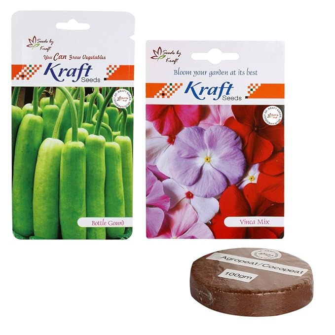 Kraft Seeds Vinca Pacifica Mix and Bottle Gourd Hybrid 2 in 1 Flower