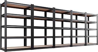 5 Pack Garage Shelving Heavy Duty Storage Shelves, Metal Adjustable Shelving Unit, Utility Garage Organizer Shelf for Basement, Pantry, Kitchen, Warehouse,15.7" D x 35.4" W x 71.2" H