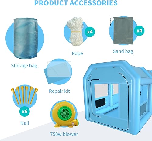 Miniatura 4 de GONFLABLE Cabina de pintura inflable de 13.5 x 8.5 x 8.5 pies, cabina de pulverización inflable con un soplador de 750 W y sistema de filtro de