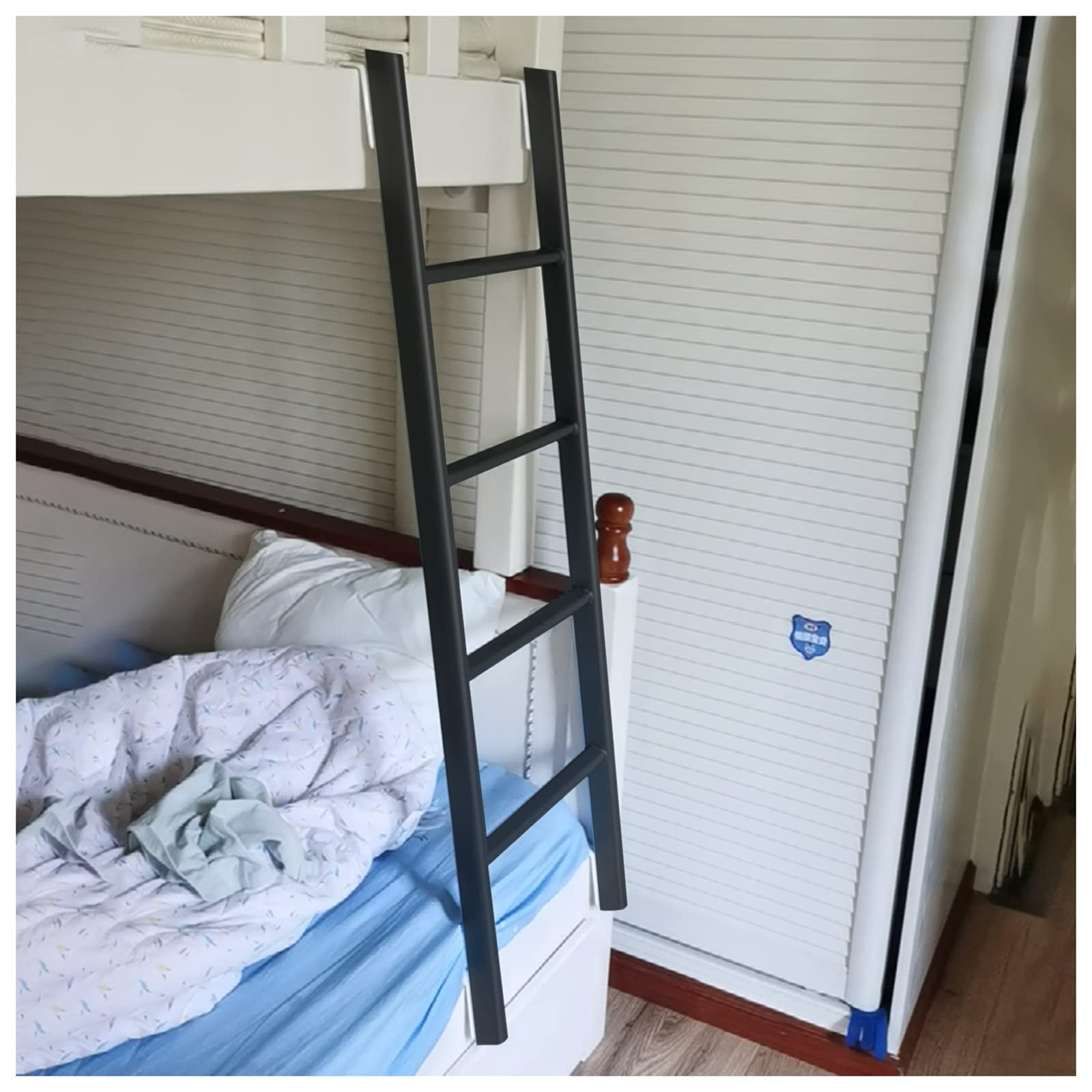 Escalera Negra Resistente para literas Dobles de caravanas y autocaravanas - Escalera Colgante para altillo de Autocaravana para niños, Adolescentes, Adultos y Personas Mayores. Soporta hast