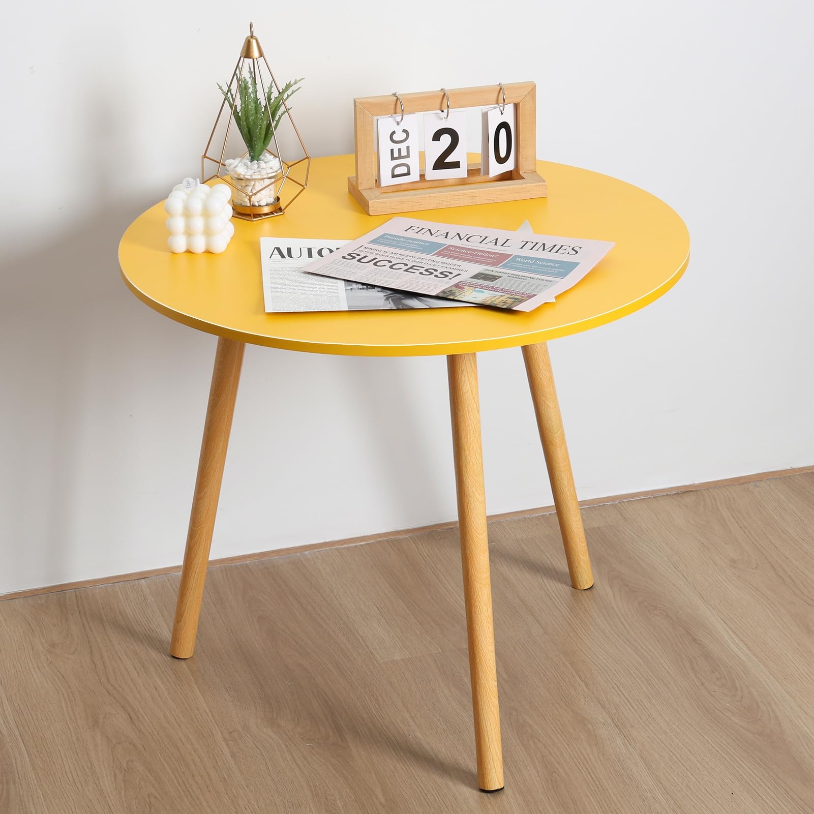 Round Coffee Table with Wood Legs Space-Saving Dinette Dining Table Leisure Coffee Table for Living Room Kitchen Round