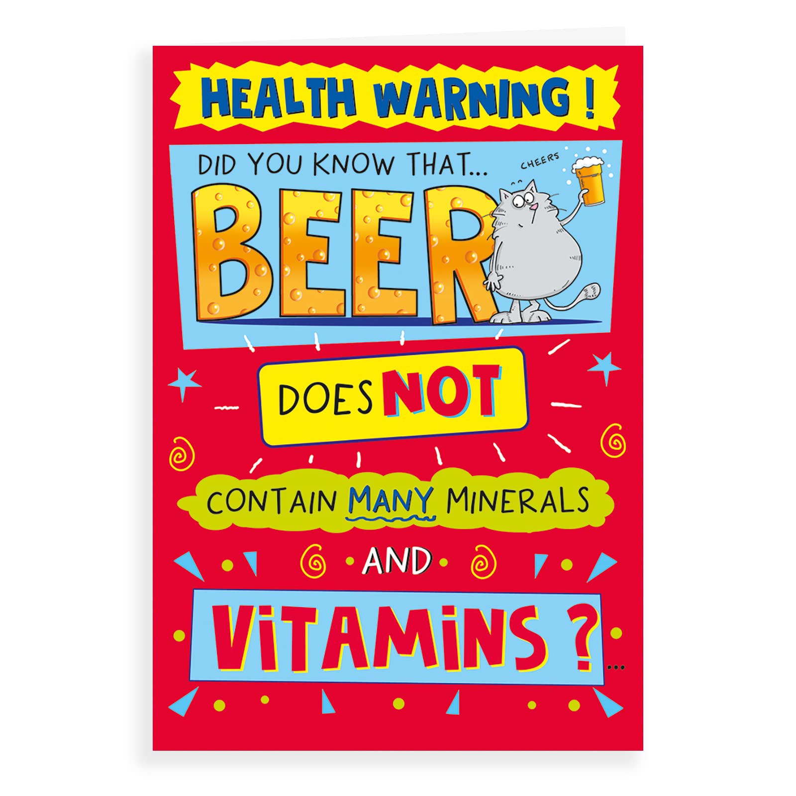 Humorvolle Geburtstagskarte „Bier-Gesundheitswarnung“ – 17,8 X 12,7 Cm, Inkl. Umschlag