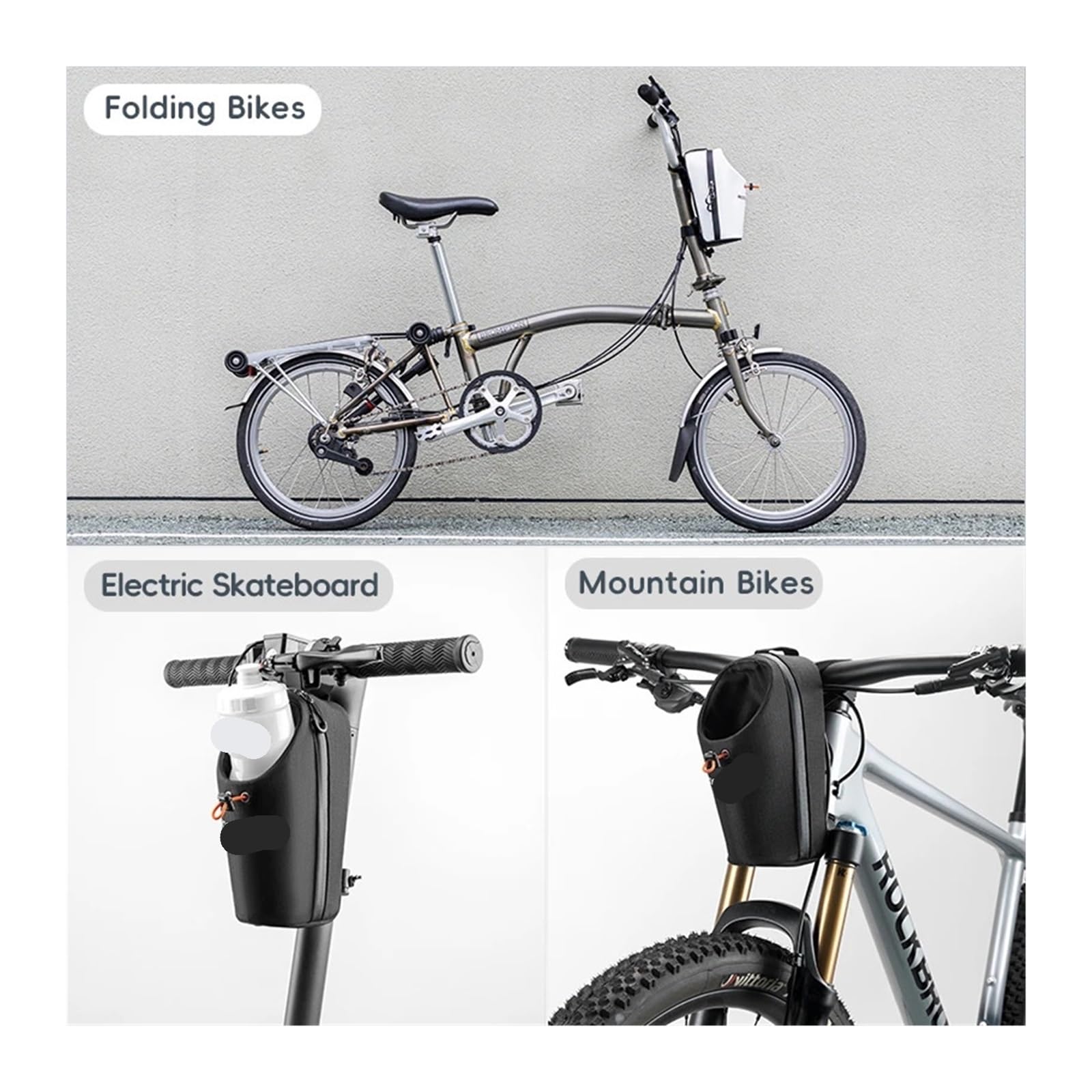 Borsa for manubrio anteriore for bicicletta di grosso calibro regolabile da 1,5 litri
