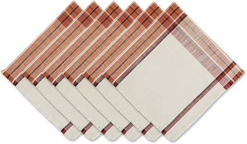 DII Decoración de mesa de Acción de Gracias y otoño, a cuadros, juego de servilletas, 20 x 20, calabaza naranja especia, 6 unidades