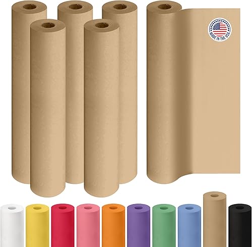 Vista 143 de Rollo de papel kraft marrón de 24 x 2160 pulgadas (180 pies), paquete de 4 – Papel de embalaje marrón hecho en Estados Unidos de 30 libras de grosor
