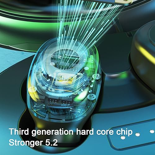 Miniatura 6 de crgrtght Auriculares inalámbricos, auriculares Bluetooth 5.2 con funda de carga, auriculares Bluetooth con micrófonos, control de huellas