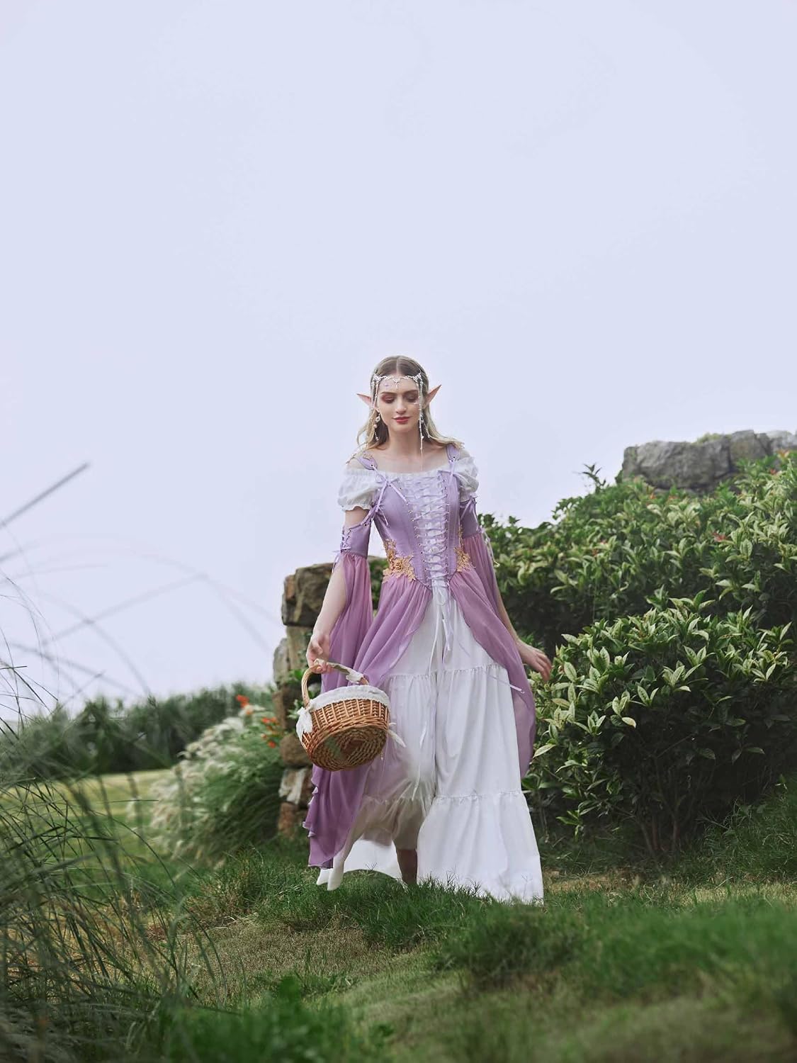 daizbella Renaissance Costume Women Ren Faire Dress Outer Garment Elf Costume for Women(Underskirt Not Included)