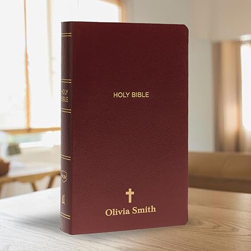 Miniatura 79 de Biblia NIV personalizada nueva versión internacional de piel sintética pequeña impresión económica Biblia con nombre personalizado hasta 3 filas
