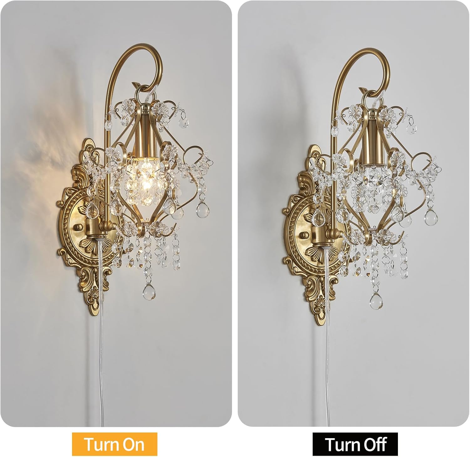 Gold Crystal Medieval European Style Wall Sconce Set