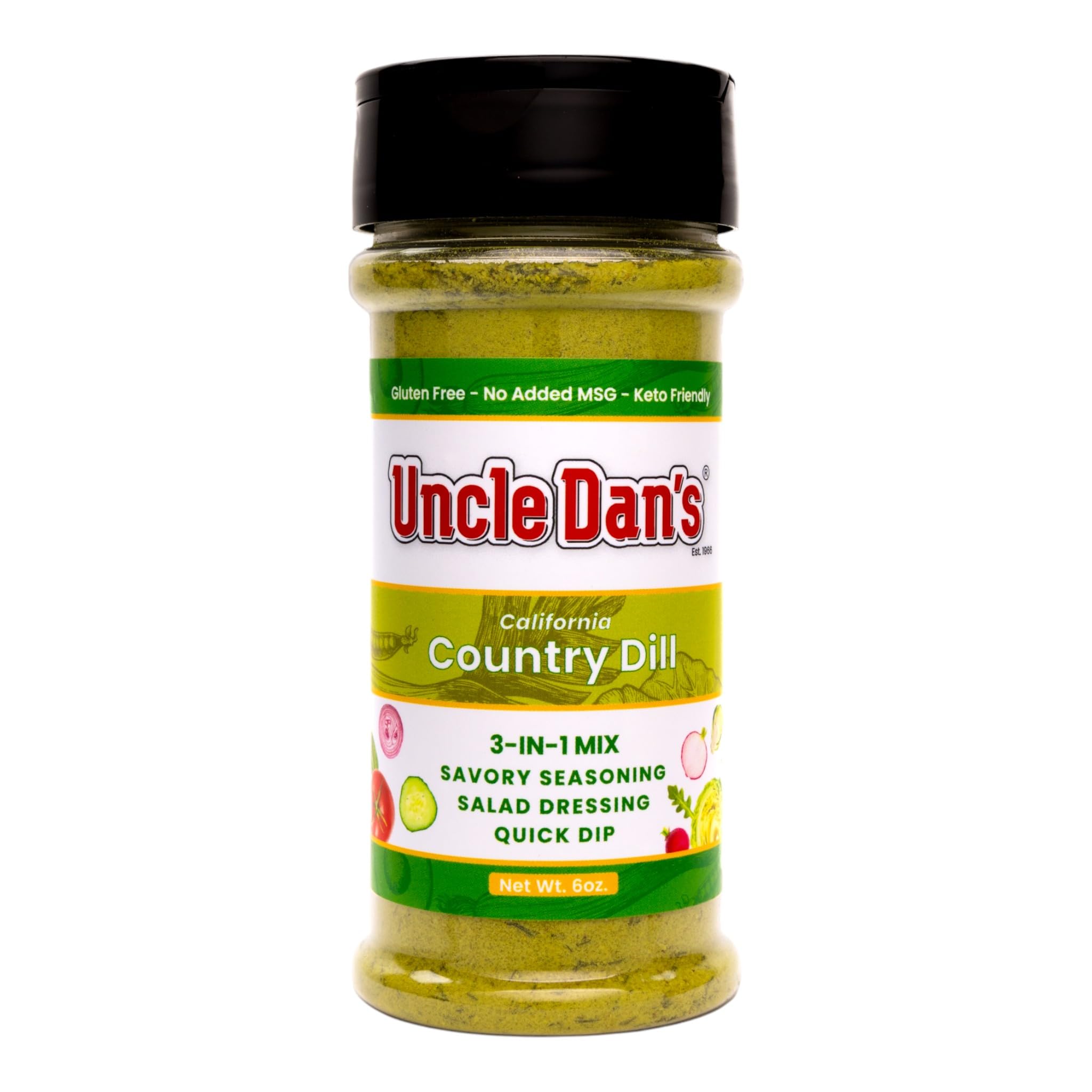 Uncle Dan's California Country Dill | 6.2oz Shaker – 6.2oz Shaker Bottle
