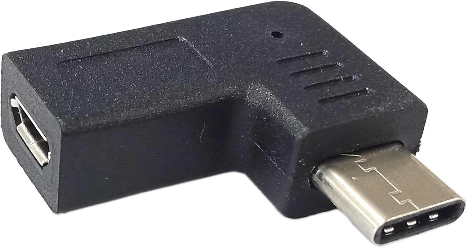 USB-C to Micro USB Adapter,Right & Left Angle USB Type C Male to Micro USB Female Data Sync and Charging Converter Adapter for Phones, Computers, Tablets(90 Degree Type C) 2 Packs