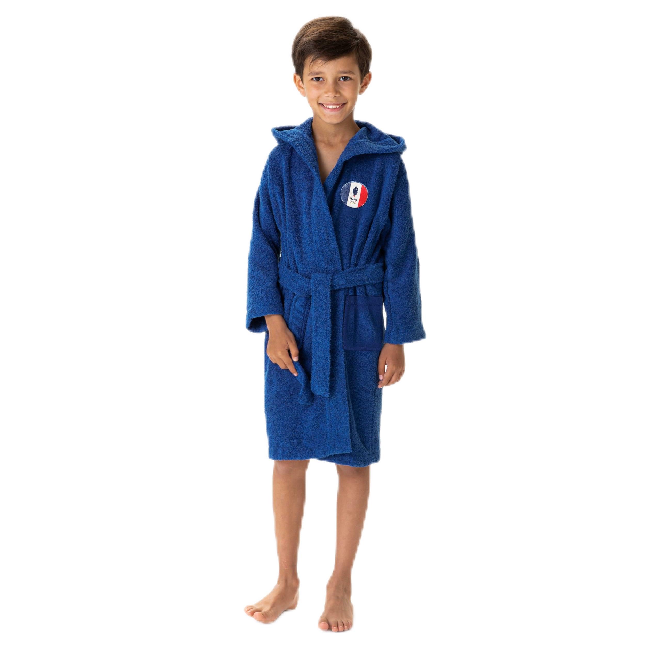 OMYDREAM PARIS Peignoir Enfant 100% Coton OEKO-TEX Taille 6/8 ans Bleu