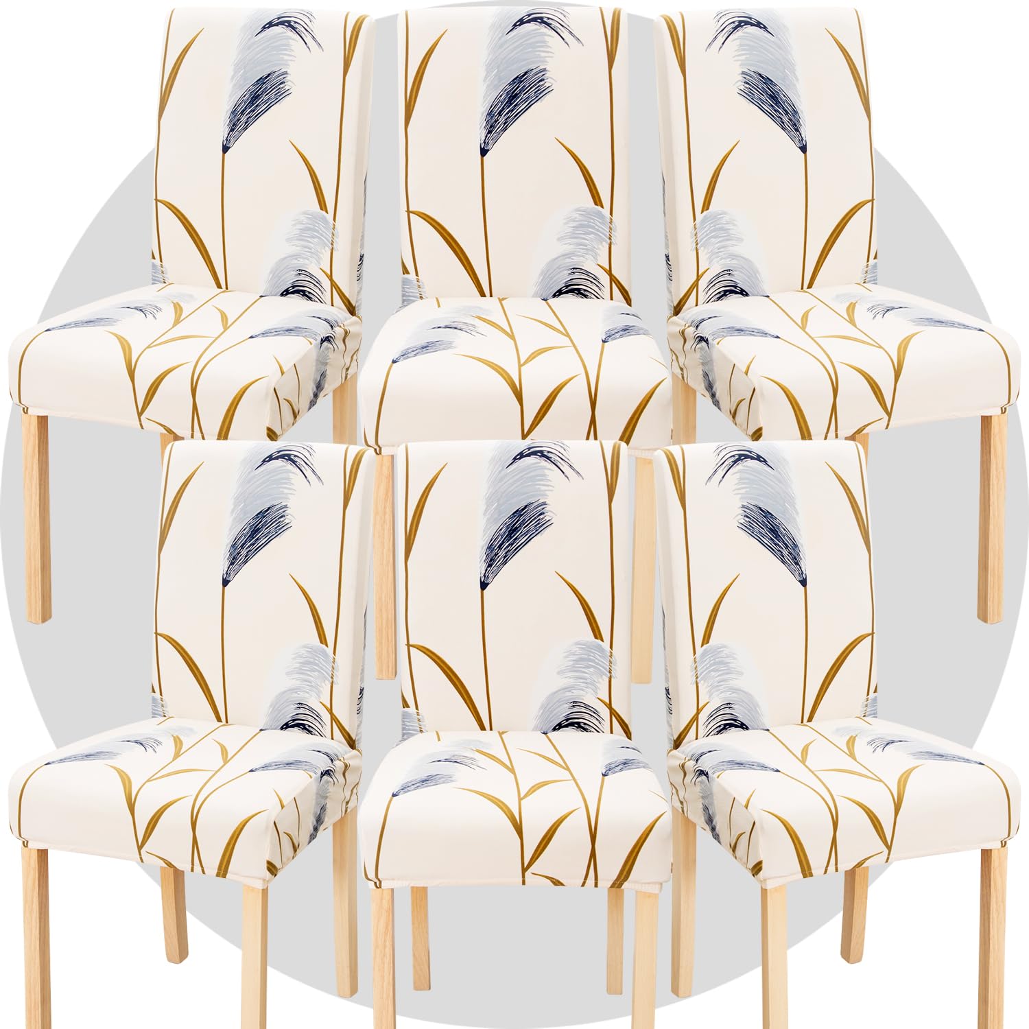 TOMMO Dining Room Chair Covers Set of 6, Stretch Removable Washable Spandex Dining Chair Slipcovers Protectors
