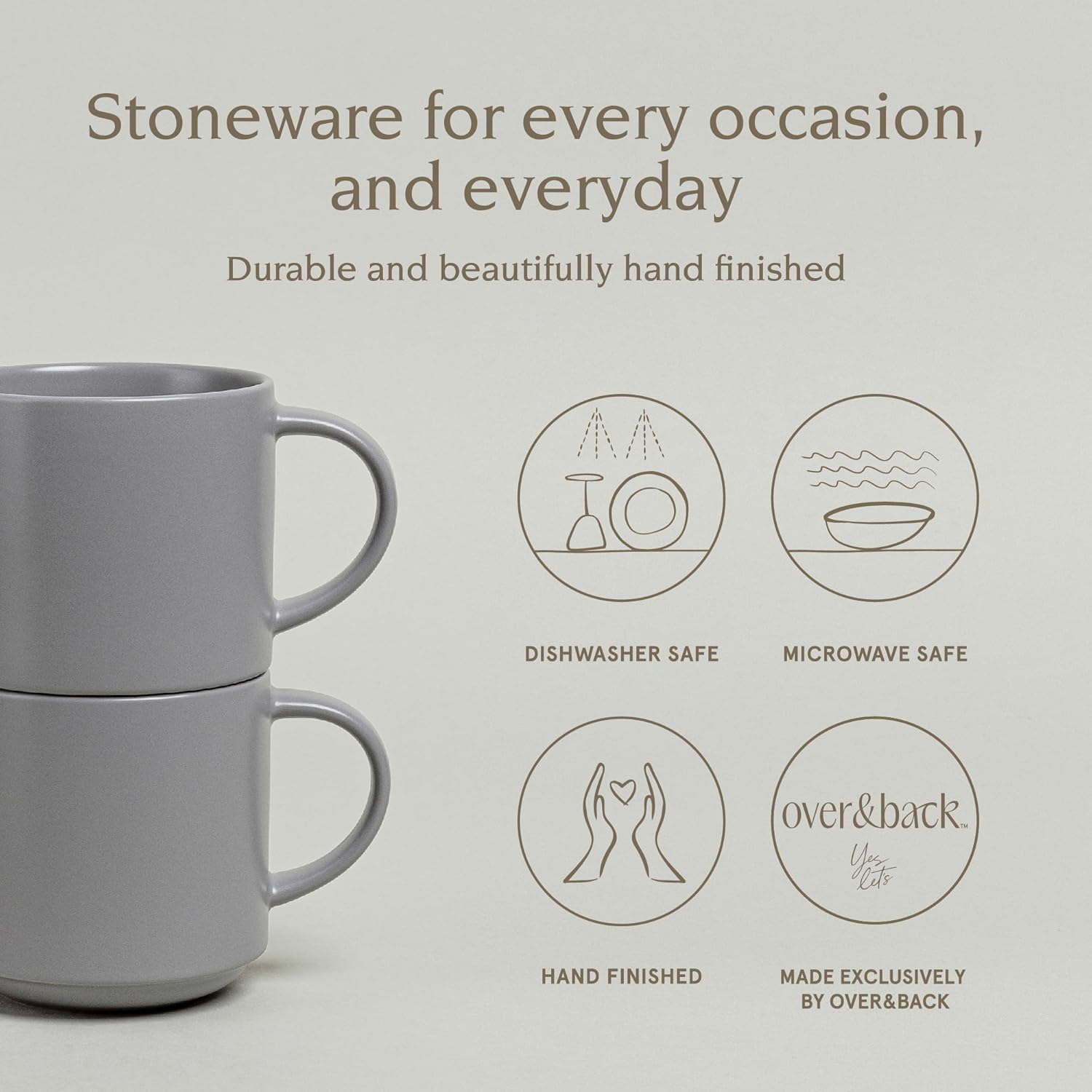 Gray Ceramic Stackable Holiday Mugs Set of 4