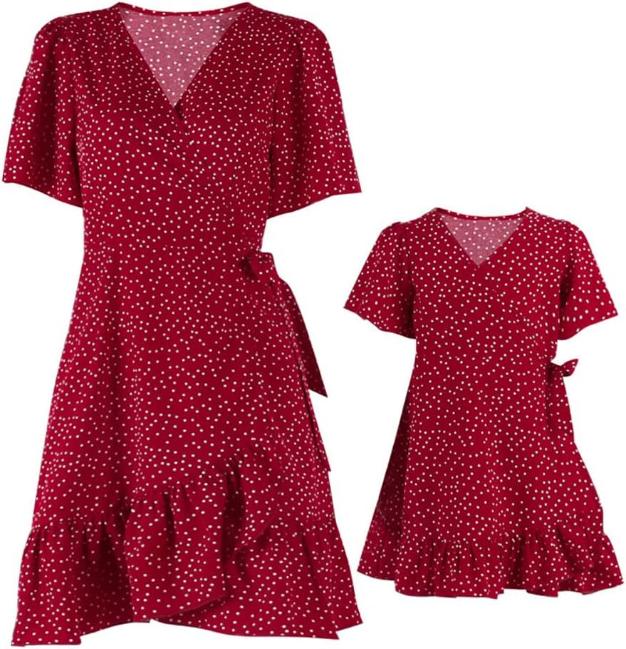 Mommy and Me Dress Summer Casual Boho Floral A-Line Ruffled ...