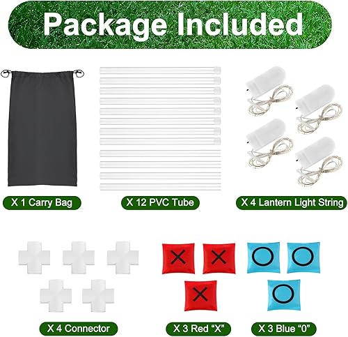 Miniatura 3 de Juegos ligeros para exteriores, tablero gigante de Tic Tac Toe, juego grande que brilla en la oscuridad, juegos de suelo para adultos, familia y