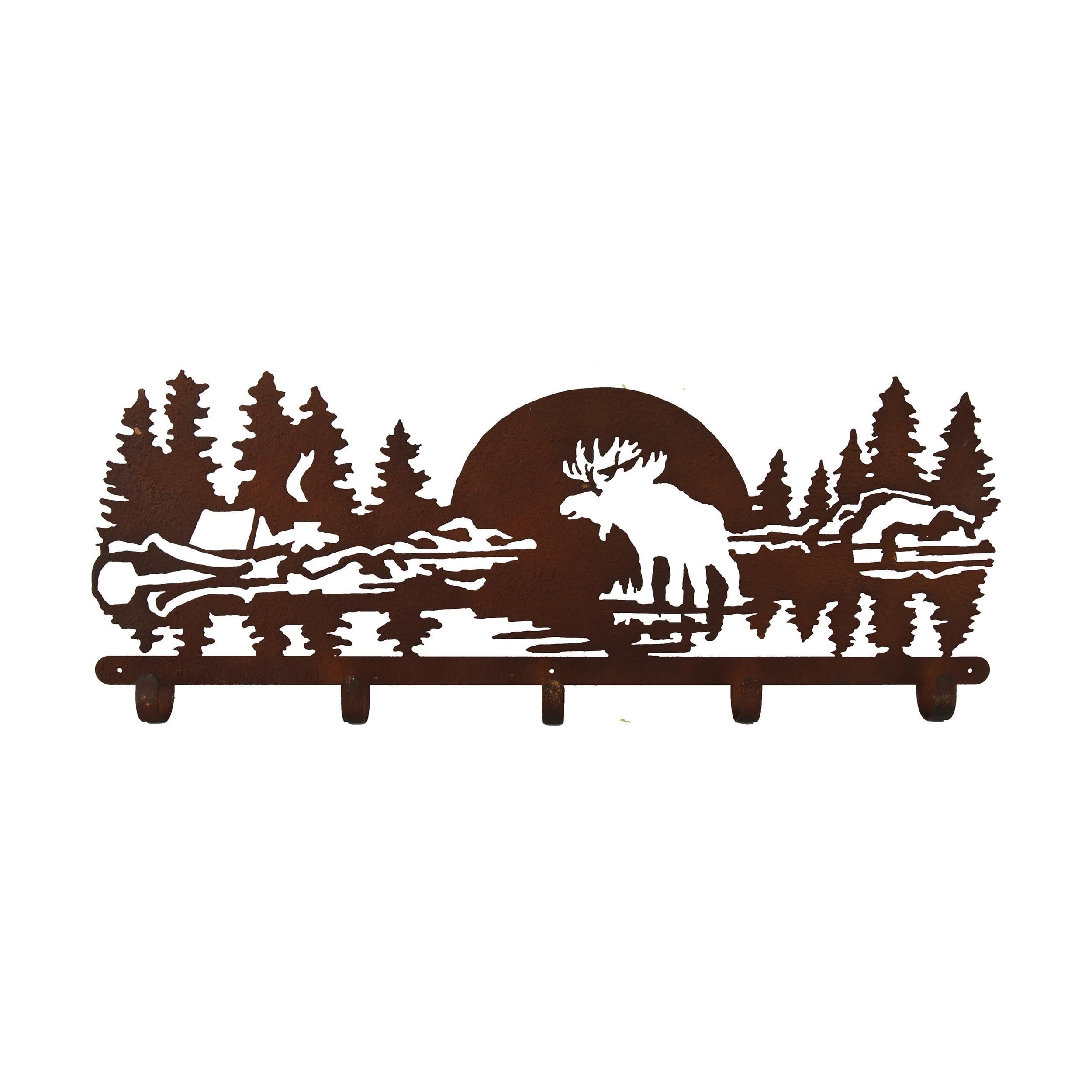 Rivers Edge Products Decorative Metal Wall Mount Hat Rack and Coat Rack 5 Heavy Duty Wall Hooks Rustic