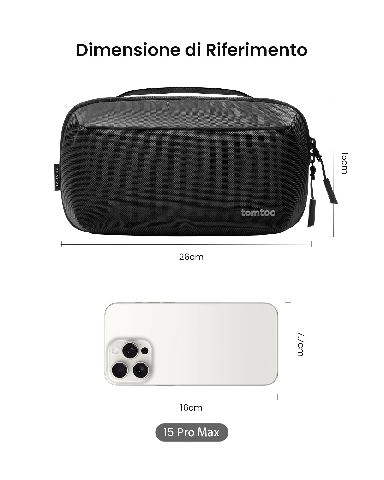tomtoc Custodia per Cavi e Accessori Tecnici, Viaggio, Borsa Organizer per Accessori Tecnici Elettroniciadattatore MacBook, Cavo, Hub, Power bank, Chiavetta USB, Caricabatterie, Disco Rigido, Regali