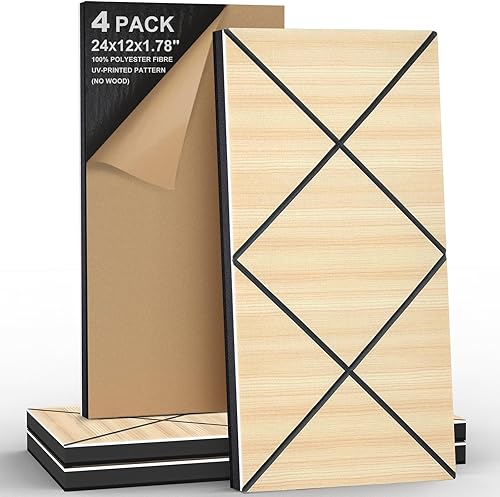 Miniatura 14 de Paquete de 4 paneles acústicos autoadhesivos de espuma insonorizada para pared, aislamiento acústico decorativo de fibra de poliéster perforada 3D