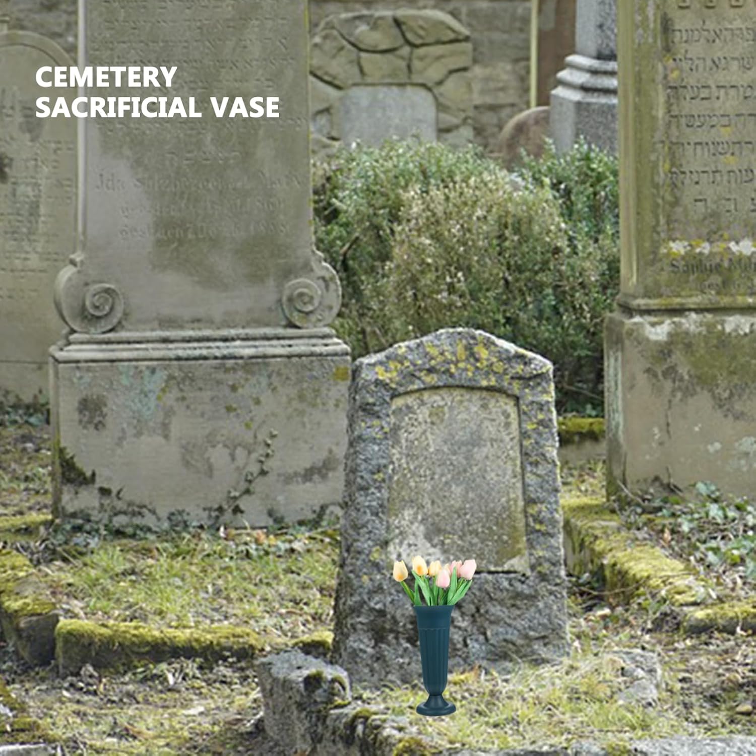 Sosoport Urn Planter Cemetery Flower Vase for Grave Decoration Weather-Resistant Material Deep Base for Memorials and Floral Arrangements