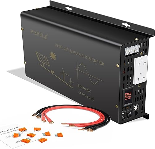 Miniatura 9 de Inversor de corriente de onda sinusoidal pura de 5000 vatios de 12 VCC a 120 VCA pico de 10 KW de arranque suave integrado salidas de CA duales de 2