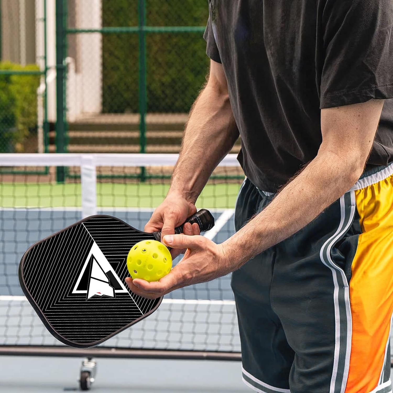 Magshion Carbon Fiber Pickleball Paddles Set of 2/4 with Case Bag, Outdoor Pickleball Rackets for Adults with 4 Balls