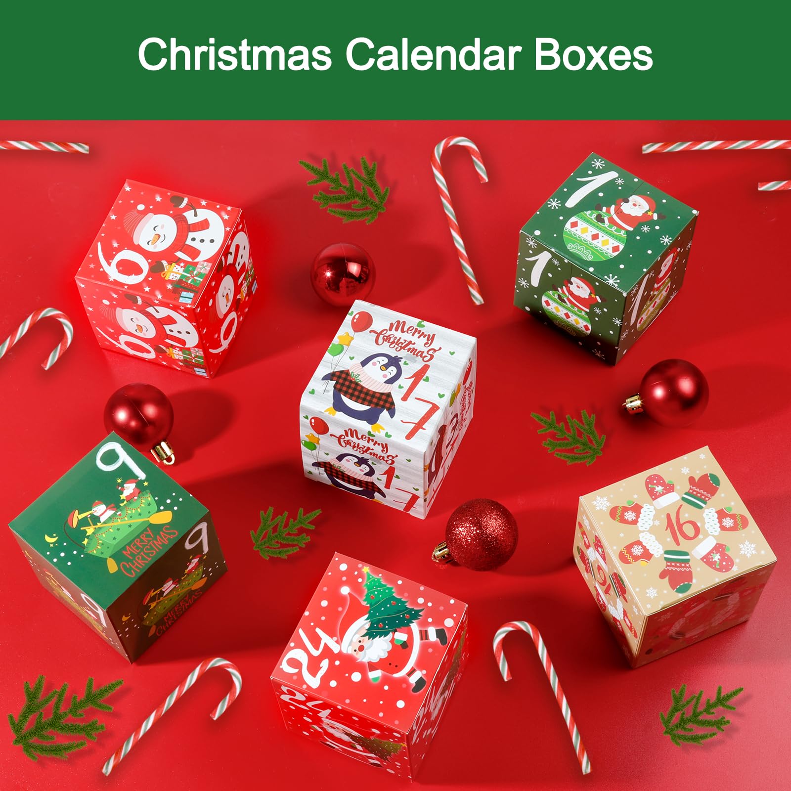 ONESING 24 Stück DIY Weihnachten Adventskalender Boxen für 2025, 24 Tage Countdown Kalender Geschenk für Erwachsene und Kinder Weihnachten Karton Zahlen Boxen Machen & Befüllen Sie Ihre eigenen
