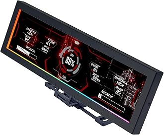 8.8" Universal Screen for PC - Adjustable Mounting for Any Computer Setup - Customizable ARGB Frame - PC Temperature Display Panel - LCD Screen Display - Mini Monitor - SM088X (US88 v1 Black)