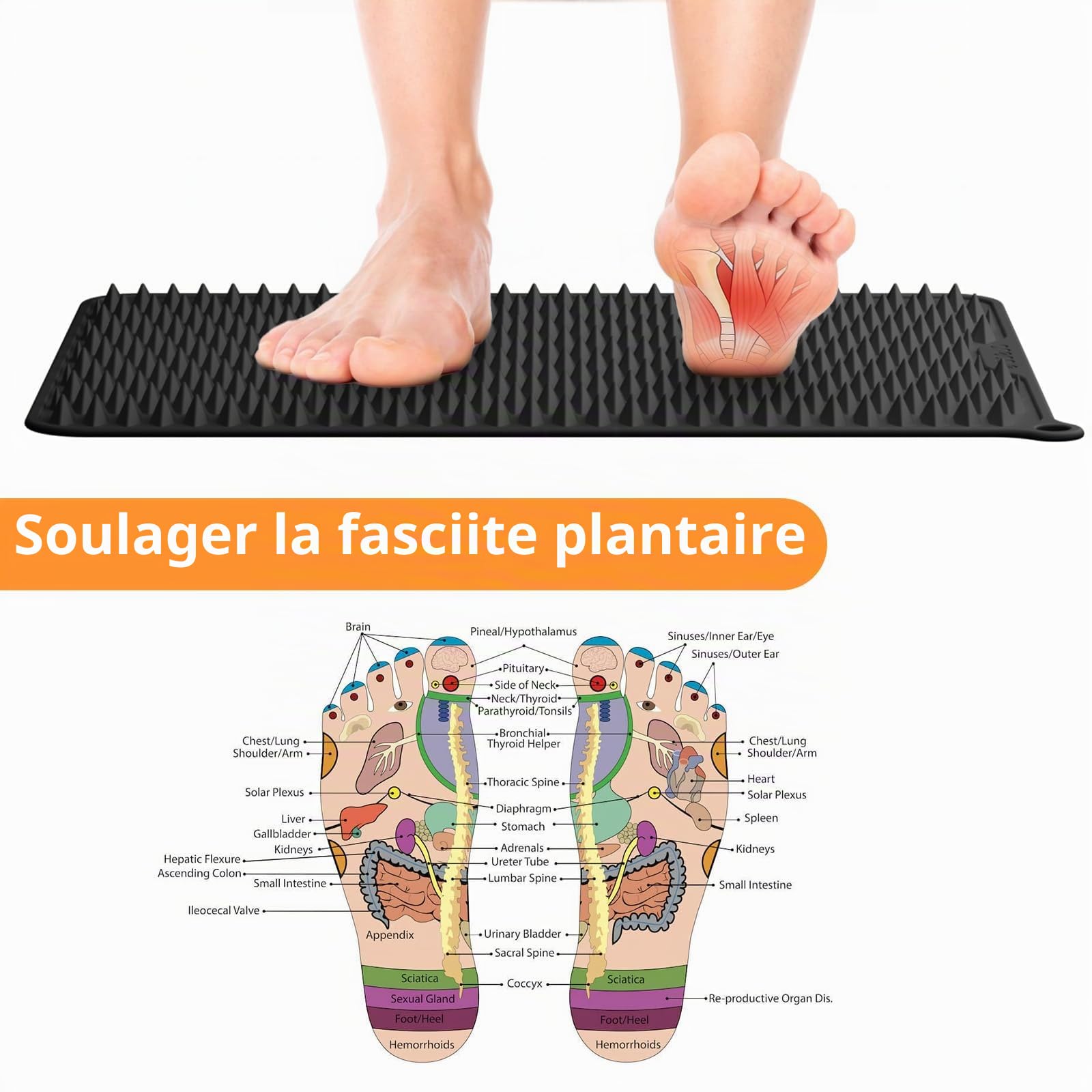 Tapis d'acupression pour Massage des Pieds en Silicone | Portable Tapis de Réflexologie Plantaire pour Pieds pour Soulager la Fasciite Plantaire, Détendre les Muscles